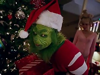 Observe Cherie Deville in underwear & pantyhose get hard-core with a Grinch in a parody of Harper's Scremebox