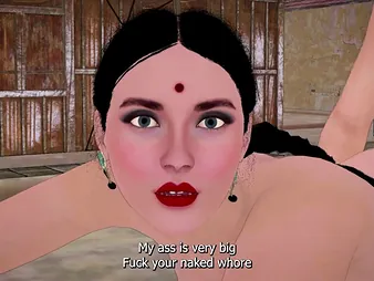 Indian laborer takes consider of busty 3D MILF&rsquo;s dual do battle with