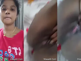 Beautiful Desi Female flaunts their way tight pussy plus tantalizes with their way tongue